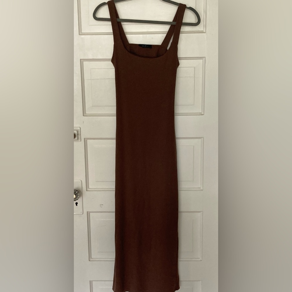 Brown Square-Neck Tank Midi Dress - Women